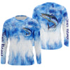 Maxcorners Wahoo saltwater fishing blue sea camo Custom fishing Long sleeve, Long Sleeve Hooded LM0201