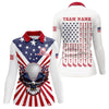 Maxcorners Red, White And Blue American Flag Eagle Womens Golf Polo Shirts Custom Patriotic Ladies Golf Top