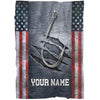 Maxcorners Personalized American flag fish hook Fishing Blanket, Gifts For Fisherman