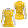 Maxcorners Yellow and white golf pattern Mens Golf polo shirts custom name golf beer outfit men golf clothes