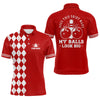 Maxcorners Funny red and white argyle retro Bowling Shirt for men Custom Does this shirt make my balls look big MT0609