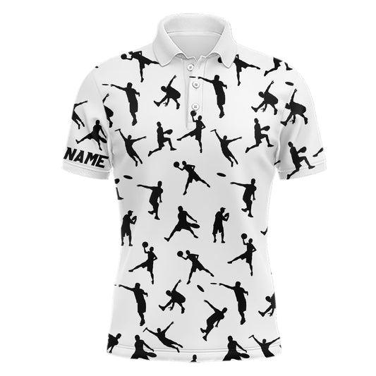 Maxcorners White Mens disc golf polo shirt custom disc golf jerseys, disc team golf shirt for mens MT0510