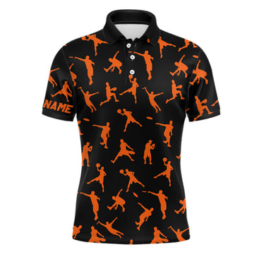 Maxcorners Black and orange Mens disc golf polo shirt custom disc golf jerseys, team disc golf shirt for mens MT0510