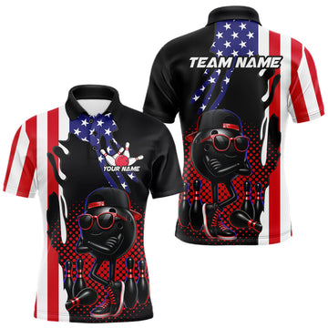 Maxcorners Personalized American flag bowling jersey funny bowling shirts, patriotic bowling outfits for men LM0101