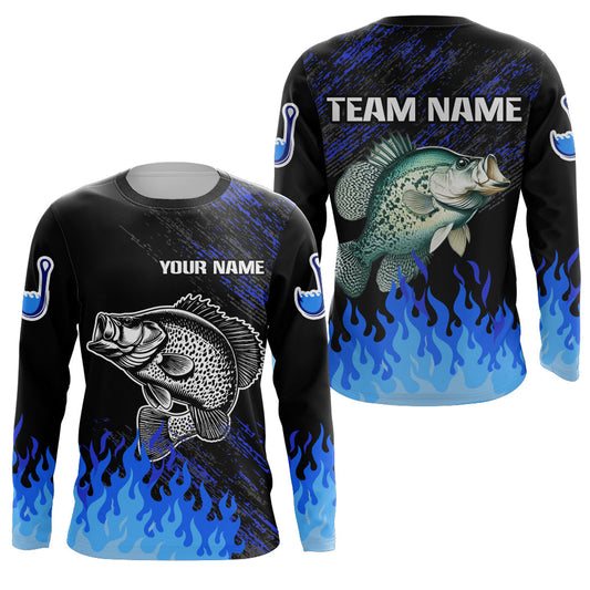 Maxcorners Blue fire Crappie fishing Custom performance long sleeve Crappie fishing tournament shirts for team MT2108