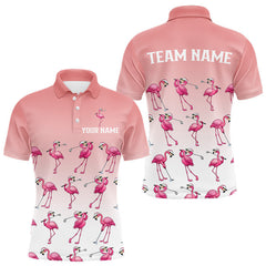Maxcorners Funny Pink Flamingo Golf polo shirt for men custom Flamingo golfer pattern golf shirts TU0303