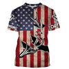 Maxcorners Personalized Deer Hunting American Flag Shirts Customize Name 3D Deer Antler All Over Printed Shirts LM2608