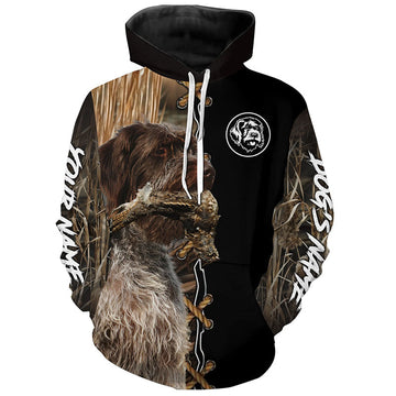 Maxcorners Wirehaired Pointing Griffon Hunting Dog Custom Name Hoodie Shirt for Hunter  | Grouse