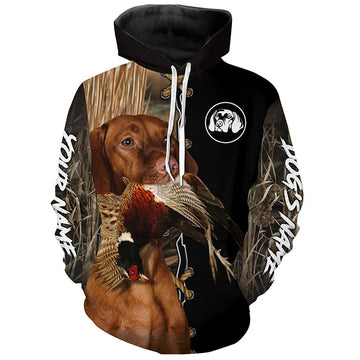 Maxcorners Vizsla Hunting Dog Custom Name Hoodie Shirt for Hunter  | Pheasant