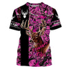 Maxcorners Deer Hunting Pink Customize Name 3D Shirts