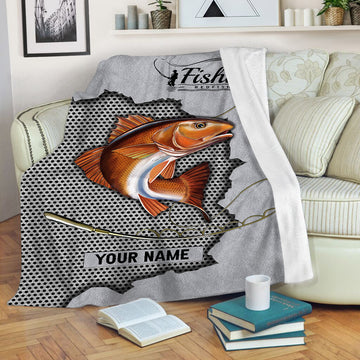 Maxcorners Redfish Fishing Customized Name 3D Quilt - Blanket