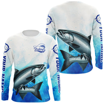 Maxcorners Chinook Salmon Fishing Long Sleeve Gift For Men Deep Sea Saltwater Angler Ocean Adventure LM0706