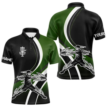 Maxcorners Green Mens Disc Golf Polo Shirt Customized Disc Golf Shirts For Men Disc Golfing Gifts LM1005