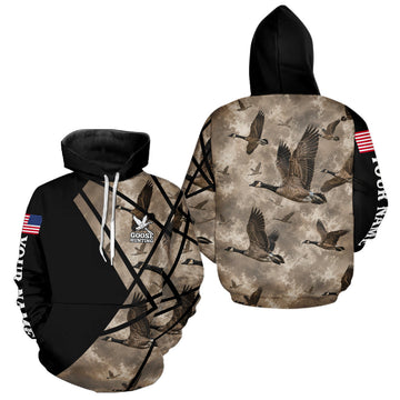 Maxcorners Personalized Goose Hunting Camo Flying Geese American Flag Waterfowl Hunter Custom Name Gift  LM1508