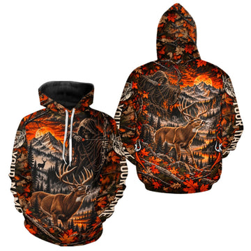 Maxcorners Deer Buck Grim Reaper Hunting Shirt Custom Autumn Mountain Performance Jersey LM1910