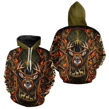 Maxcorners Autumn Mountain Buck Deer Hunting Tee Personalized Wildlife Outdoor Sports Shirt LM1910