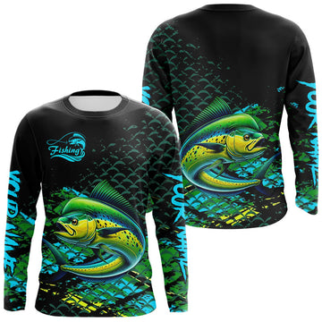 Maxcorners Mahi Mahi Fishing Custom 3D UV Protection Fishing Shirt, Mahi Mahi Long Sleeve Fishing Shirt LM1501