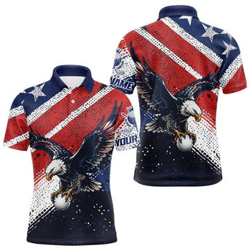 Maxcorners Mens Golf Polo Shirt Custom American Eagle Golf Shirts Personalized Golf Clubs Team Golf Top LM1005