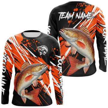 Maxcorners Personalized Redfish Fishing Tournament , Red Drum Saltwater Fishing Shirts Long Sleeve LM2602