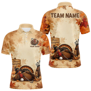 Maxcorners Thanksgiving Mens Golf Shirt Personalized Turkey Golf Shirt Custom Name Team Name LM1508