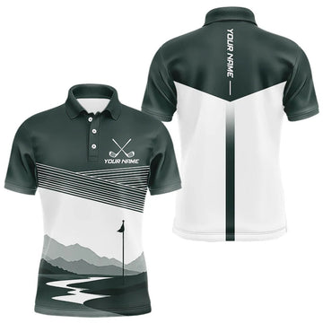 Maxcorners Personalized Golf Polo Shirt Custom Name Golf Club Polo For Men Golf Tournament Apparel|Green LM1406