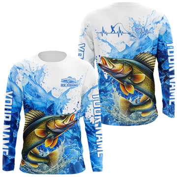 Maxcorners Walleye Fishing Shirt, Ice Fishing Long Sleeve Shirt For Men, Walleye Fishing Apparel LM1508