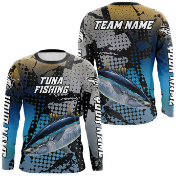 Maxcorners Tuna Fishing Shirt Blue Camo Custom Name, Tuna Fishing Team Jerseys LM2602