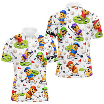 Maxcorners Peanut Golf Polo Shirt For Men, Funny Peanut Golf Shirt Cool Golf Apparel