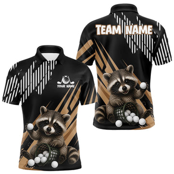 Maxcorners Personalized Raccoon Mens Golf Polo Shirt For Team, Brown Pattern Sport Golf Jersey LM1705