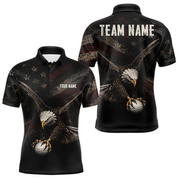 Maxcorners Eagle Golf Polo Shirt Personalized Mens Golf Shirt American Eagle Custom Name Team Golf Outfit LM1508