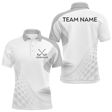 Maxcorners Personalized Golf Ball Polo Shirt Gray Golf Pattern Custom Name Golf Polo For Men LM1705