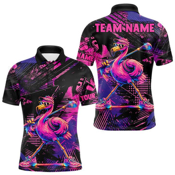 Maxcorners Funny Neon Flamingo Mens Golf Polo Shirt â€“ Custom Personalized Golf Team Apparel LM2306