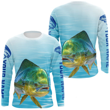 Maxcorners Mahi Mahi Ocean Blue Performance Fishing Shirt, Mahi Mahi Tournament Fishing Shirts LM2603