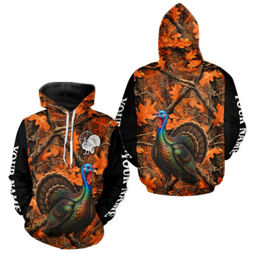 Maxcorners Turkey Hunting Camo Shirt Long Sleeve, Wild Turkey Autumn Camouflage Hunting Jersey LM0609