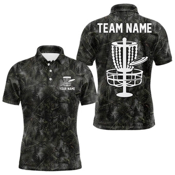 Maxcorners Camo Forest Disc Golf Polo Shirt Custom Name – Forest Camouflage Performance Polo Shirt LM2704
