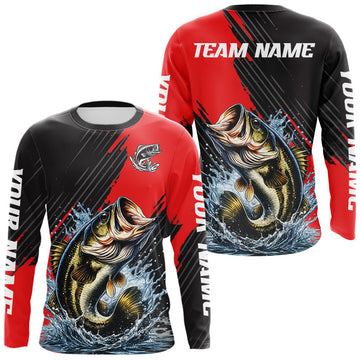 Maxcorners Largemouth Bass Fishing Long Sleeve Tournament Shirts, Personalized Bass Fishing Jerseys LM2901