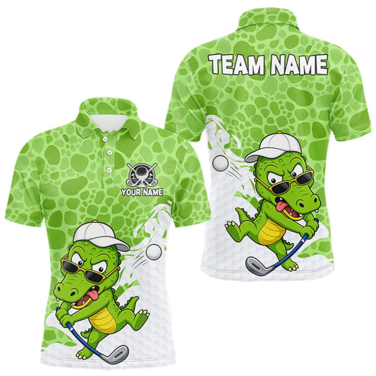 Maxcorners Personalized Funny Alligator Men Golf Polo Shirt, Custom Name & Team All Over Print Golf Shirt LM2709