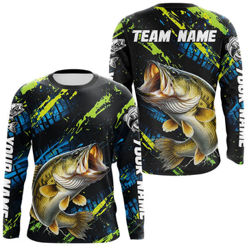 Maxcorners Personalized Bass Fishing Sport Jerseys For Men, Bass Fishing Shirt Long Sleeve
 LM0503