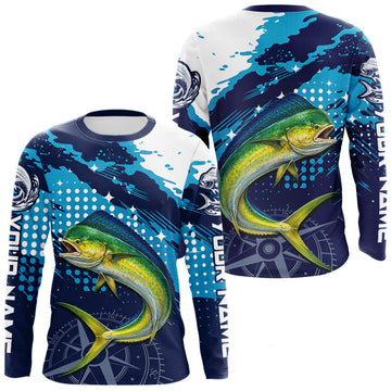 Maxcorners Custom Mahi Mahi Long Sleeve Fishing Shirts For Men, Design Mahi Mahi Fishing Jerseys LM2603