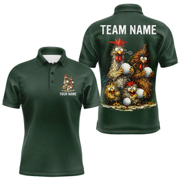 Maxcorners Funny Chicken Golf Polo Shirt Custom Team Name Personalized Golfer Polo Funny Rooster Golf LM0106
