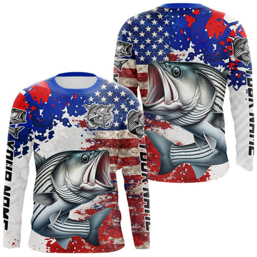 Maxcorners Custom Striped Bass Fishing Saltwater Performance Shirts, Fishing Shirt For Men LM0503