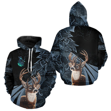 Maxcorners Deer Hunting Dark Blue Camo Grim Reaper Custom Name 3D All Over Print Shirts Gift For Hunters LM0409