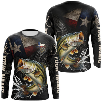 Maxcorners Personalized Texas Largemouth Bass Fishing Shirt – Custom Name Angler Apparel LM0106