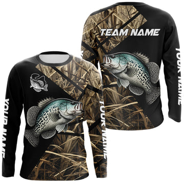 Maxcorners Crappie Fishing Custom Camouflage Fishing Shirts Long Sleeve, Crappie Fishing Apparel LM1203