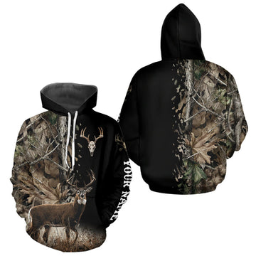 Maxcorners Whitetail Deer Hunting Shirt, Custom Name Deer Buck 3D All Over Print Shirt For Men LM2709