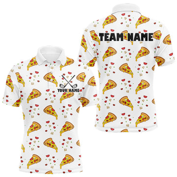 Maxcorners Funny Pizza Pattern Golf Shirt Men's Polo Shirts, Best Golf Polo Golf Shirt For Team