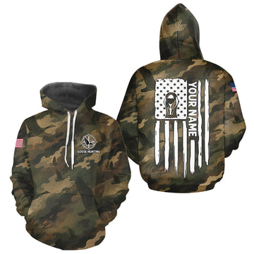 Maxcorners Personalized Goose Hunting Camo American Flag Waterfowl Hunter Custom Name Gift  LM1508
