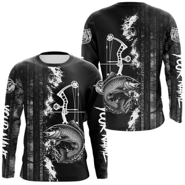 Maxcorners Men's Carp Fishing Shirts Long Sleeve Performance Shirt, Custom Forest Dark Camo Shirt LM1508