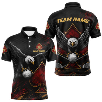 Maxcorners Eagle Golf Polo Shirt Personalized Mens Golf Shirt Custom Name Team Golf Outfit Spade Design LM1508