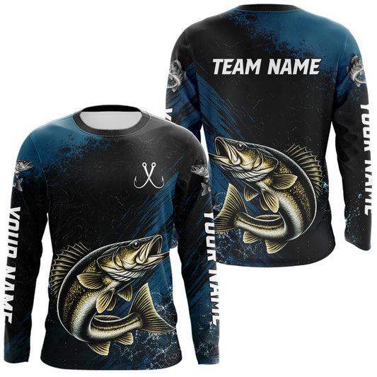 Maxcorners Custom Walleye Fishing Jersey Personalized Long Sleeve Shirt For Men LM2306